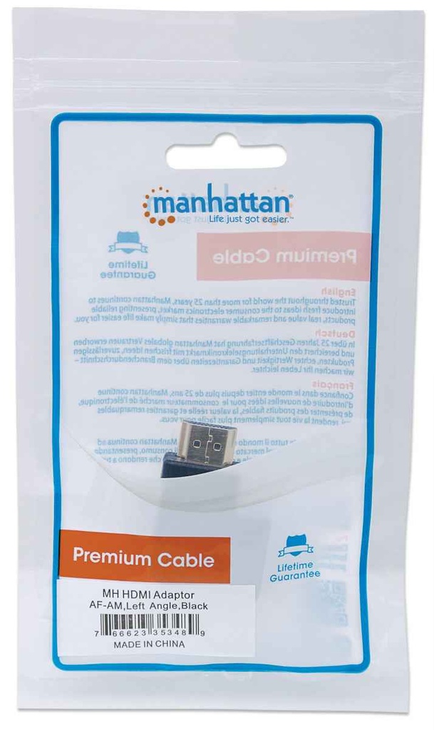 Adaptador Manhattan HDMI A Hembra - HDMI A Macho Ángulo Izquierdo De 90°