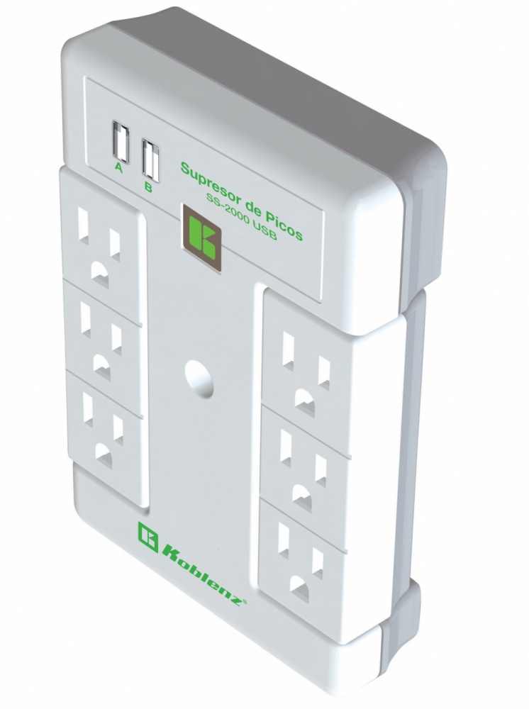 Supresor De Picos Koblenz SS-2000 USB 6 Contactos 2x USB 2000 Joules