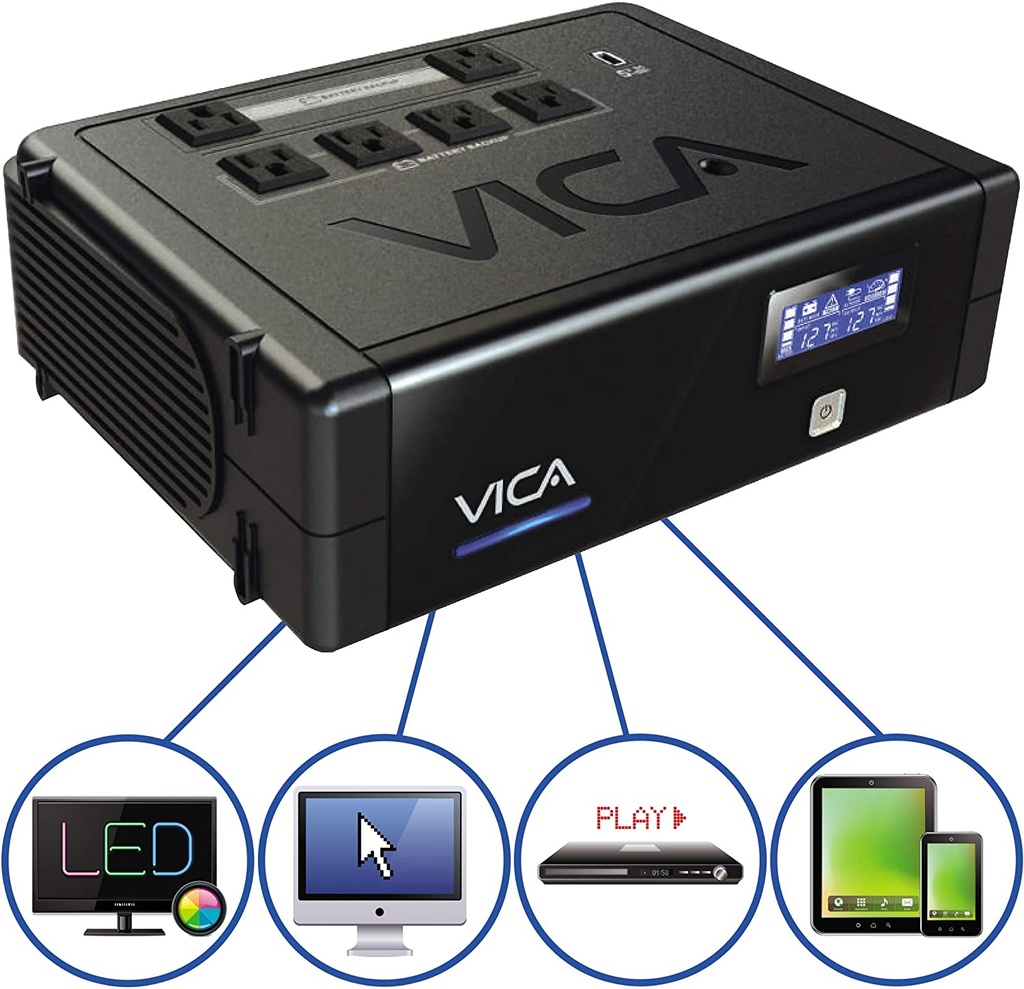 No Break Vica B-Flow Revolution 900 500W 900VA 90V-144V - 108V-132V 6 Contactos