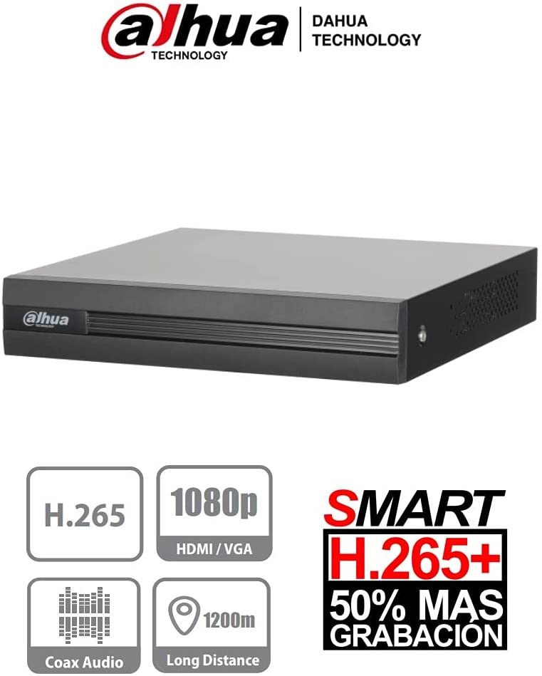DVR pentahíbrido Dahua Cooper DH-XVR1B04 4 canales HDCVI 1 canal IP adicional 1080p 1 Disco Duro máx 6TB 2xUSB 2.0 1x RJ-45