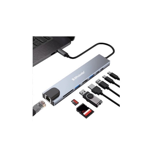 Docking Station USB C BRobotix 6000700 2x USB 3.0 1x SD 1x Micro SD 1x HDMI 1x RJ-45 2x USB C
