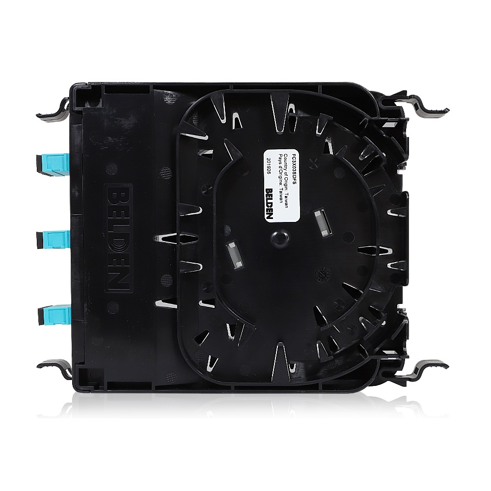 Módulo de 3 Adaptadores Belden de Fibra Óptica SC Dúplex Multimodo OM3 Aqua/Negro