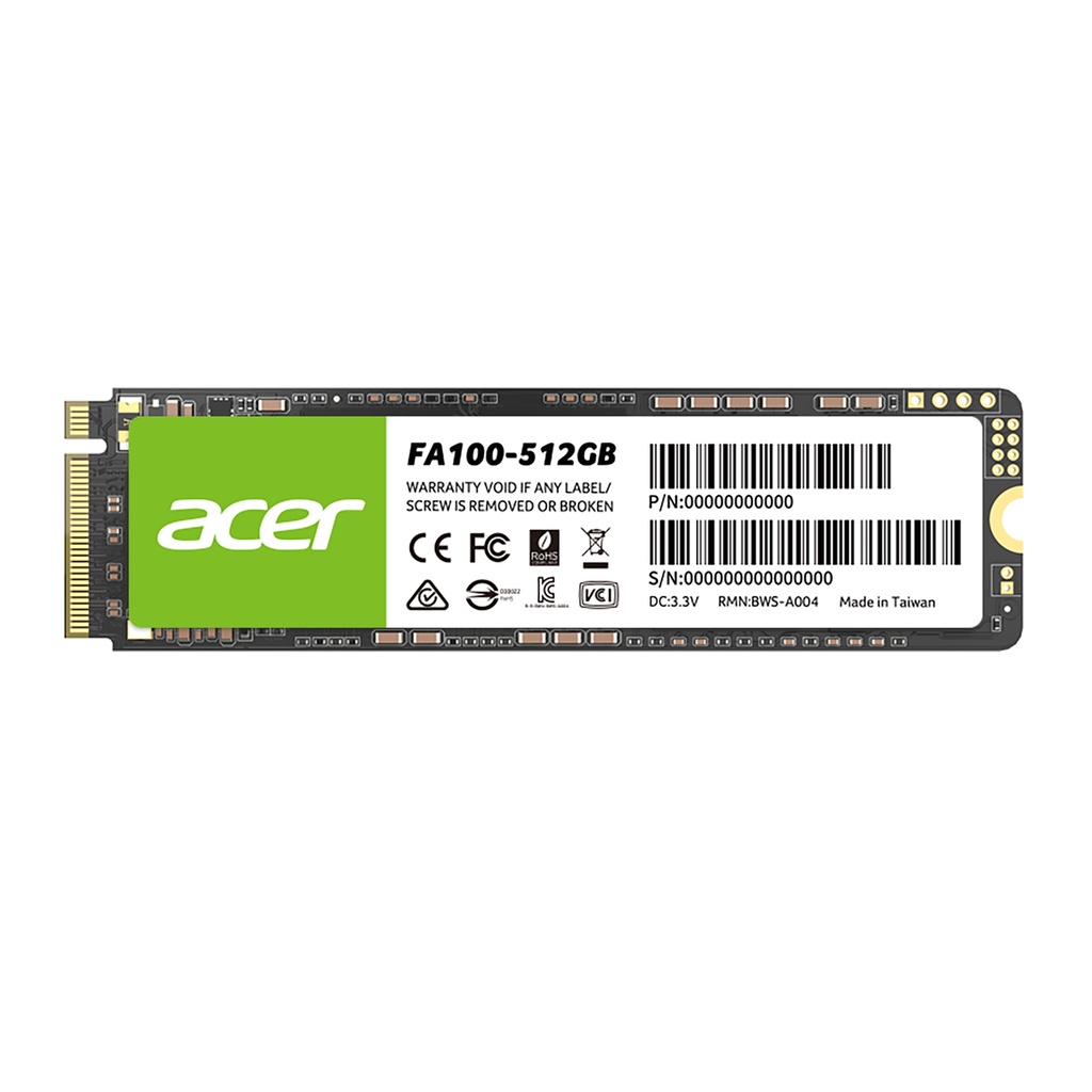 Unidad De Estado Solido SSD Acer FA100 NVMe 512GB PCI Express 3.0 M.2