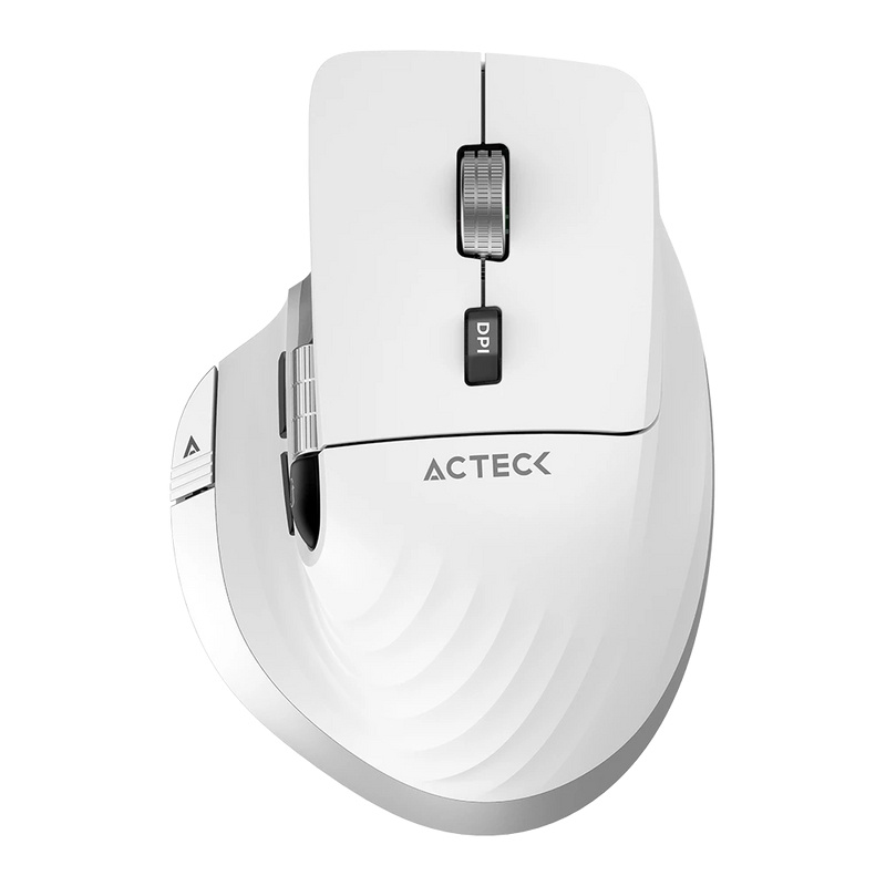 Mouse Ergonómico Acteck Óptico Virtuos Pro MI780 Inalámbrico Bluetooth/USB-C 3000DPI Blanco