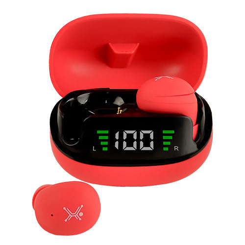 Audífonos Intrauriculares con Micrófono TWS Mini Tiny Beats Perfect Choice Inalámbrico Bluetooth USB-C Rojo
