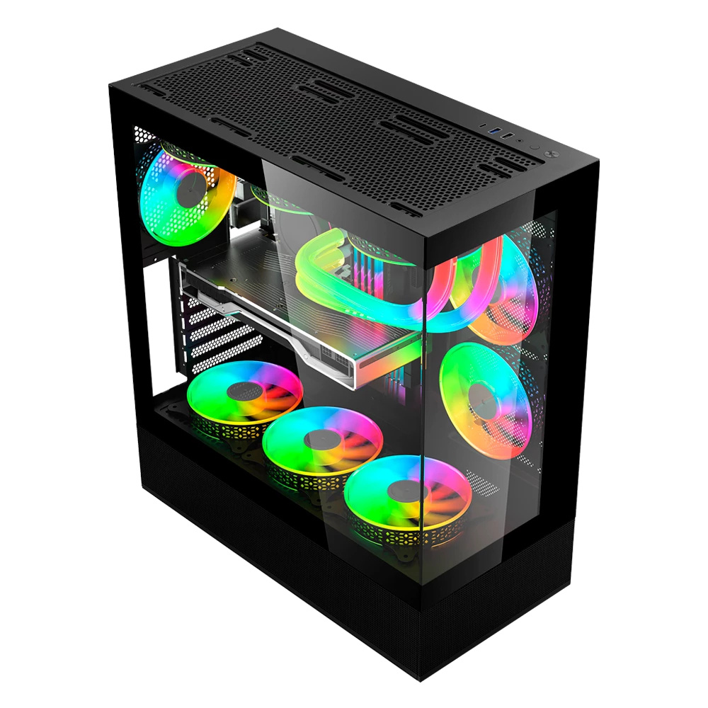 Gabinete Balam Rush Tank Super 9200 TB con Ventana RGB Midi-Tower ATX/Micro-ATX/ITX USB 3.0/2.0 sin Fuente 3 Ventiladores RGB Instalados