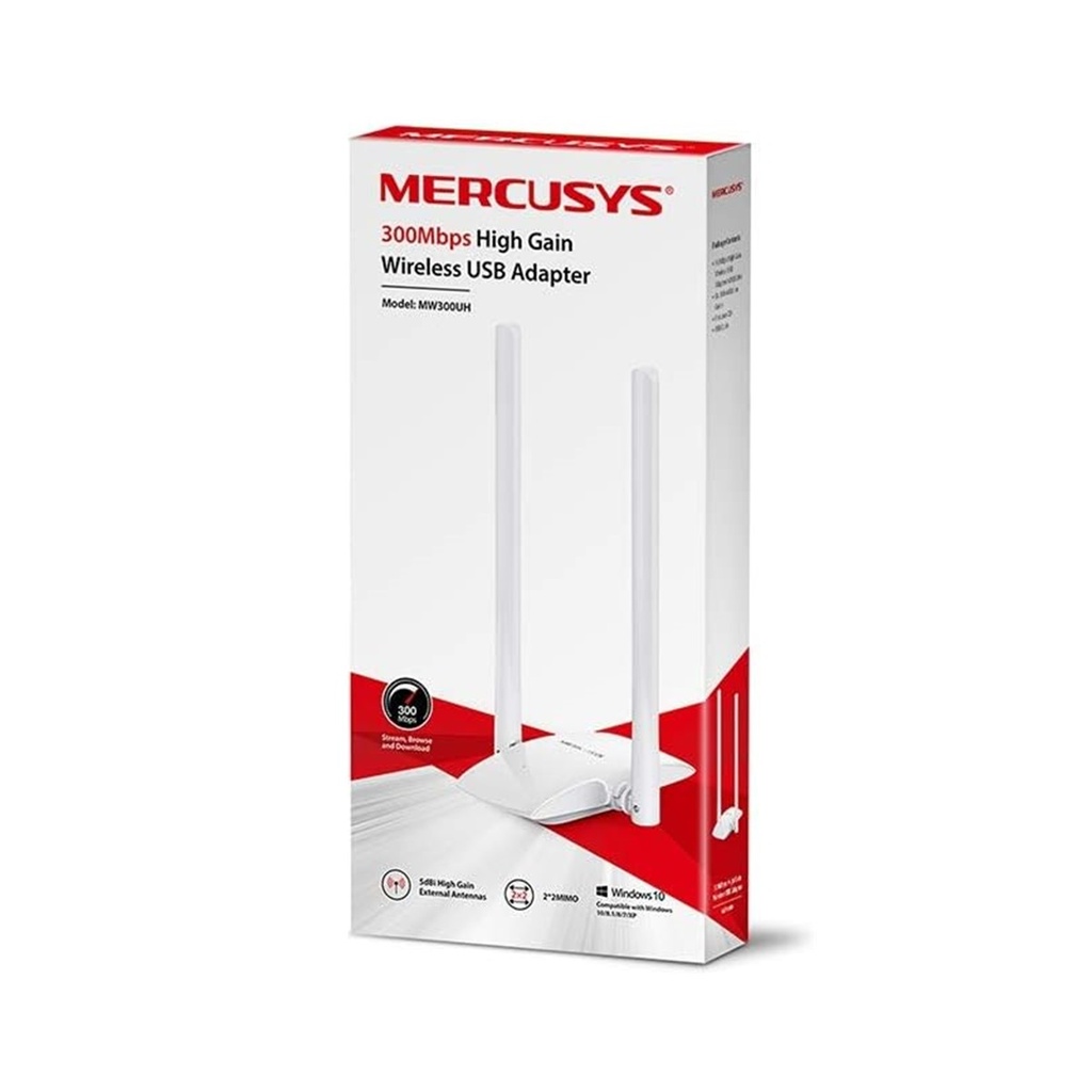 Adaptador de Red USB Mercusys MW300UH Inalámbrico WLAN 300Mbit/s 2.4GHz 2 Antenas