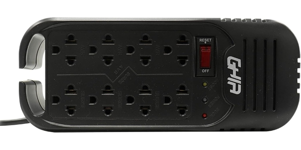 Regulador de Voltaje GHIA GVR-013 600W 1300VA 8 Contactos Uso Domestico