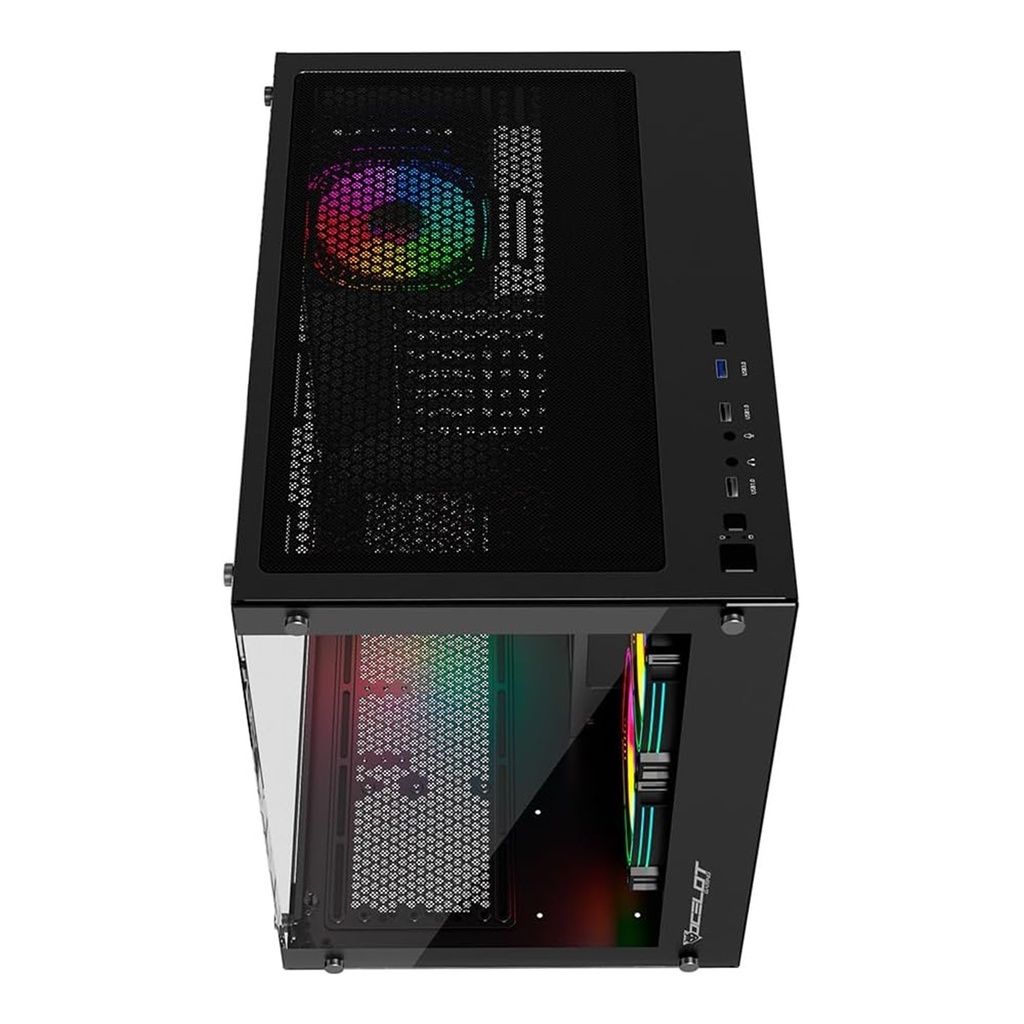 Gabinete Ocelot Gaming A-CUBE 1 Con Ventana ARGB ATX/Micro-ATX/ITX USB 3.0/2.0 Sin Fuente 3 Ventiladores ARGB Instalados