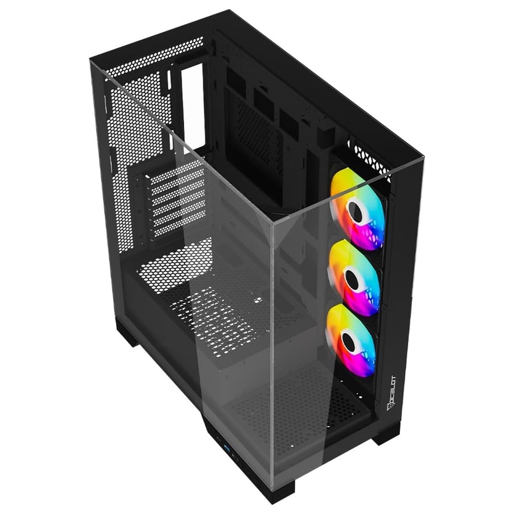 Gabinete Ocelot Gaming Glass Hunter 3 ARGB ATX Sin Fuente De Poder