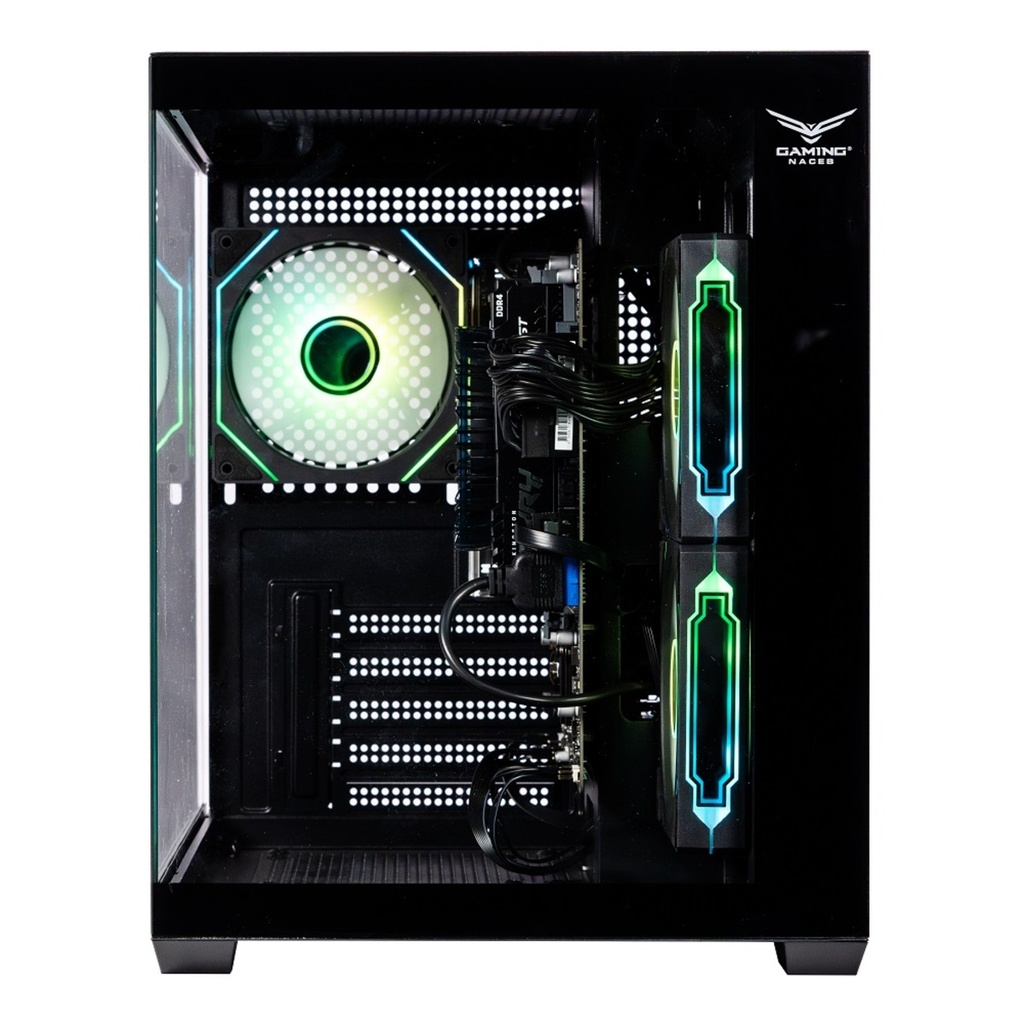 Gabinete Gamer Naceb NA-0636N Mini-Pecera M-ATX Ventana 3x Ventiladores ARGB