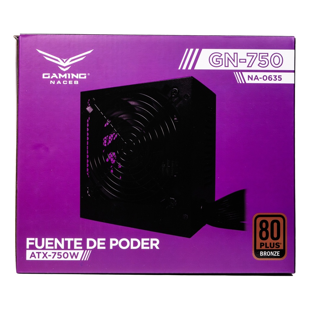 Fuente de Poder Naceb NA-0635 80 PLUS Bronze 24-pin ATX 120mm 750W