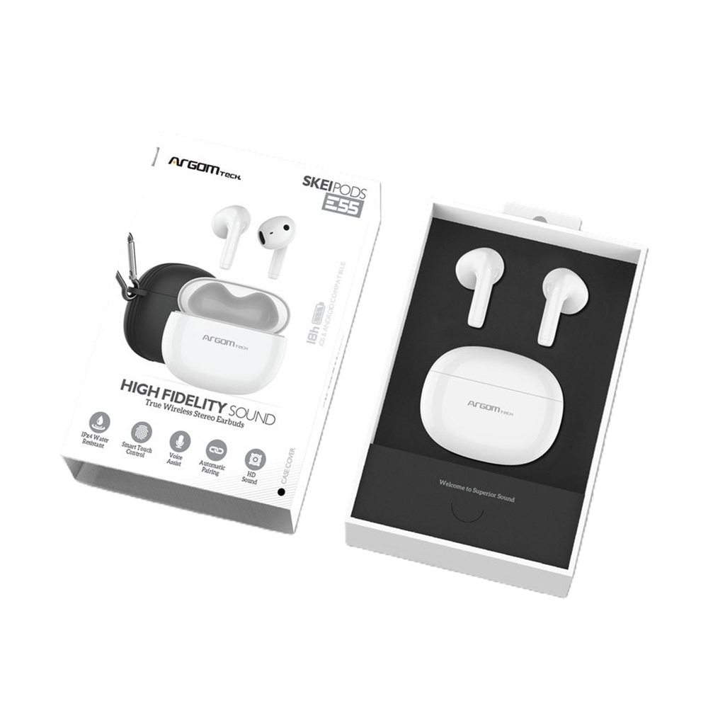 Audífonos In-ear con Micrófono ArgomTech SKEIPODS E55 Inalámbrico Bluetooth Incluye Estuche Rosa