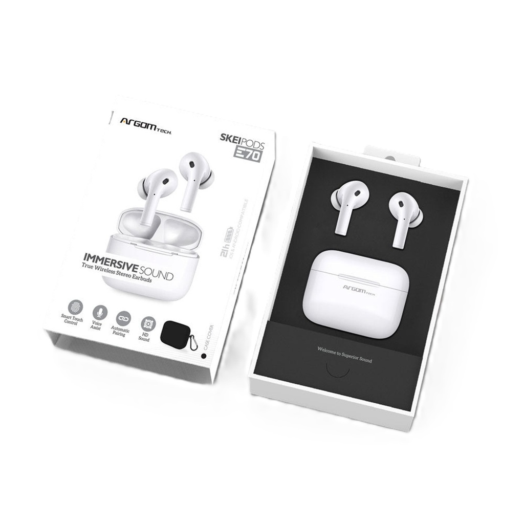 Audífonos In-ear con Micrófono Argomtech Skeipods E70 Inalámbrico Bluetooth USB C
