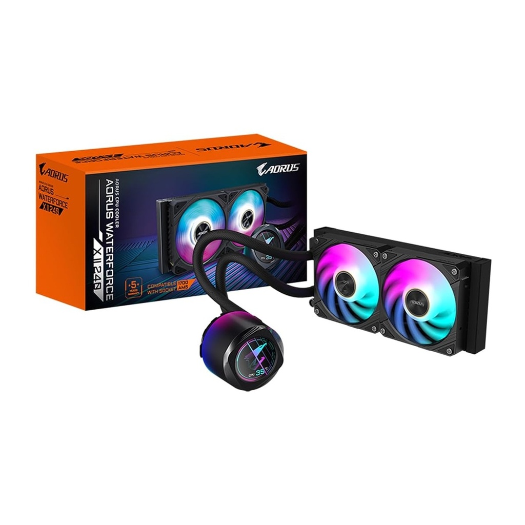 Enfriamiento Liquido Para CPU Gigabyte Aorus Waterforce X 240mm RGB 2.0 Display LCD