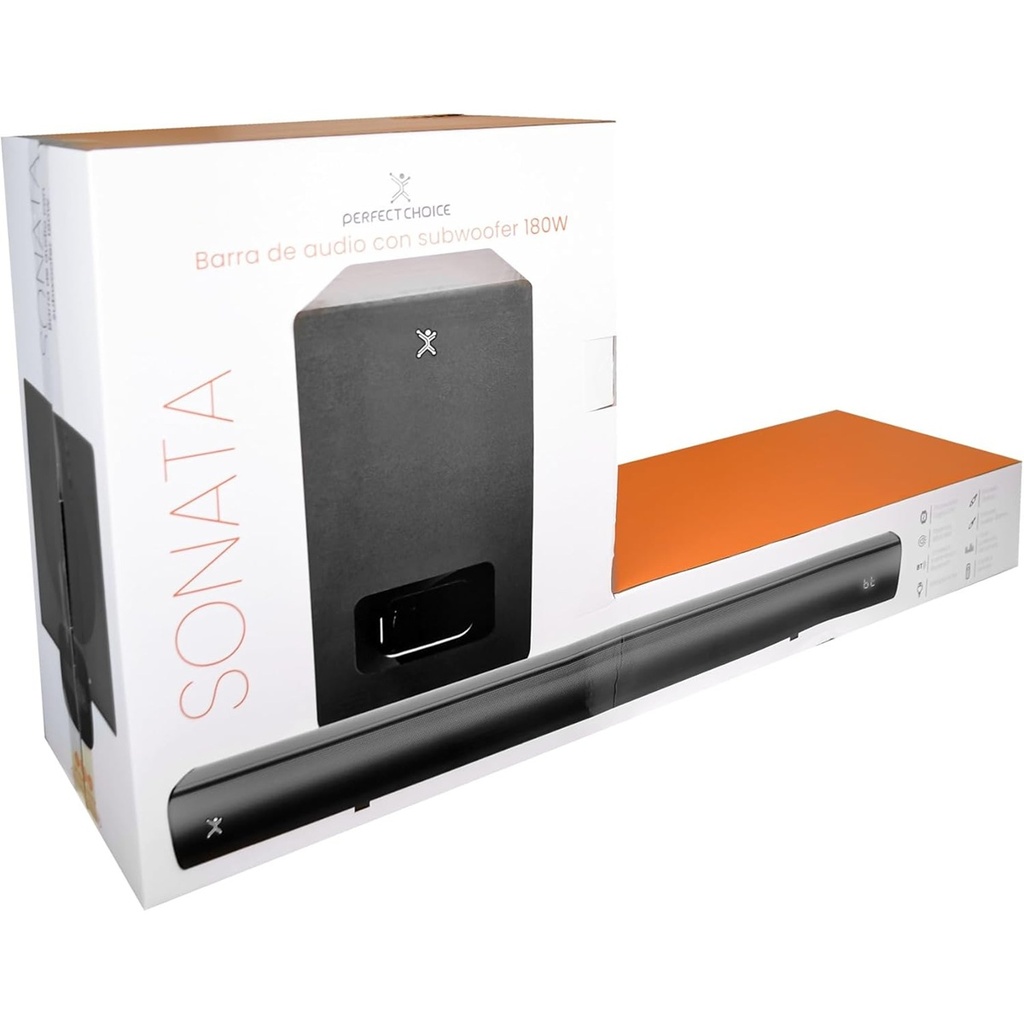 Barra de Audio Perfect Choice con Subwoofer 180W RMS USB/3.5mm/HDMI/BT
