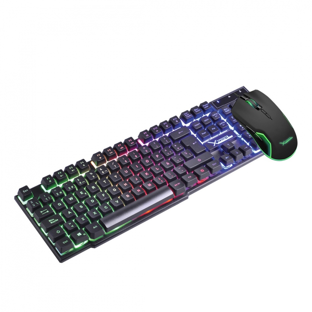 Kit Teclado Y Mouse Gamer Xzeal XST-201 USB Rainbow Anti Ghosting Mouse 6 Botones 3200 DPI