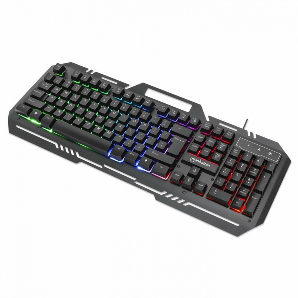 Teclado Gamer Manhattan 180610 RGB Alámbrico Con Base Para Celular