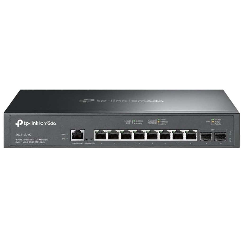 Switch TP-Link Gigabit Ethernet Omada L2+ SG3210X-M2 8 Puertos 100/1000/2500Mbps + 2 Puertos SFP 10 Gbit/s 16. 000 Entradas Administrable 