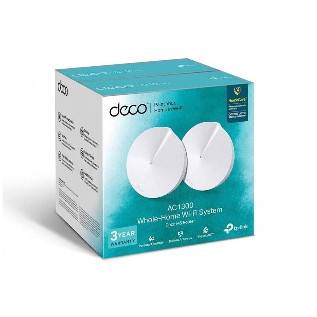 Router TP-Link Ethernet de Banda Dual AC1300 Deco M5 con Wi-Fi Mesh 1300Mbit/s 2x RJ-45 2.4/5GHz 2 Piezas