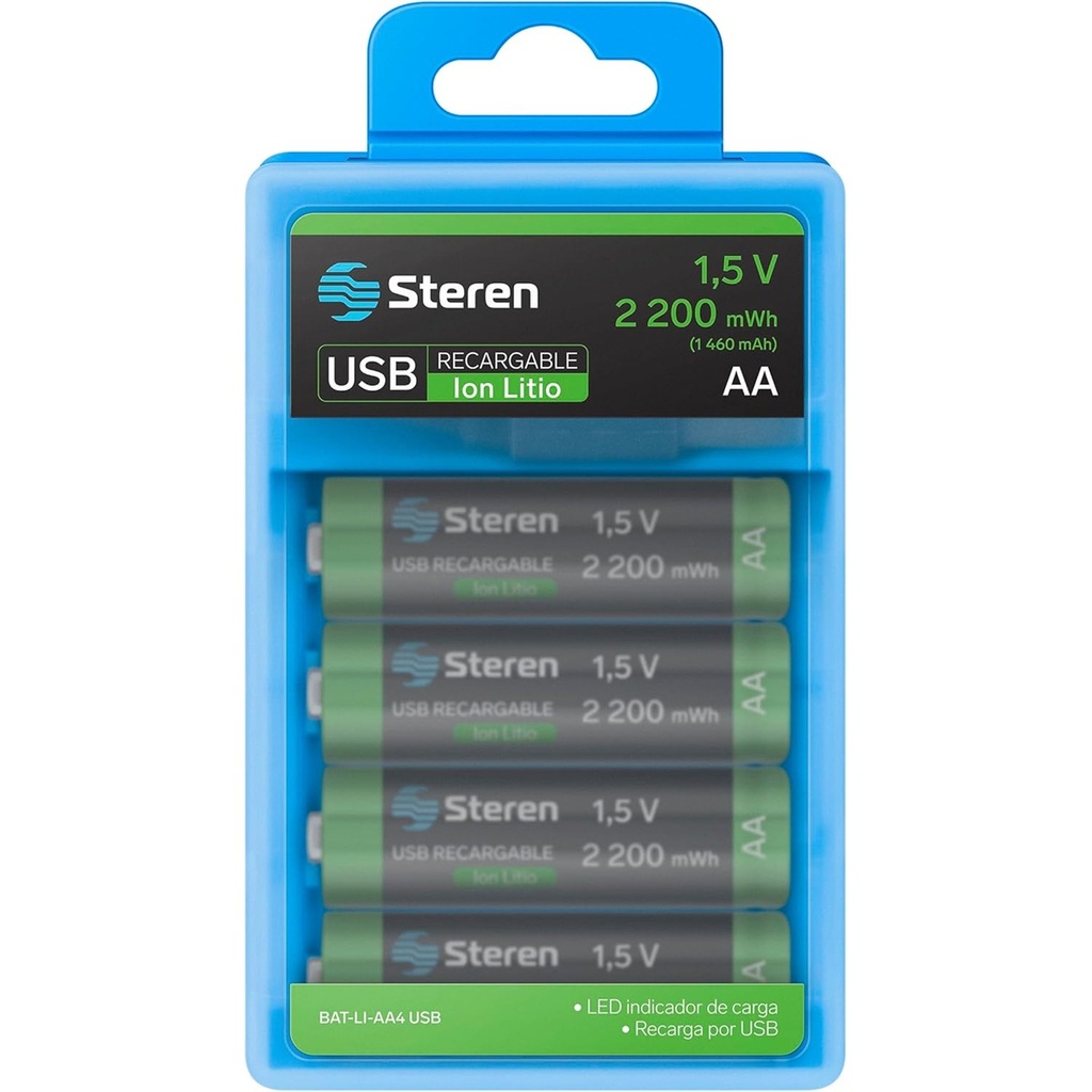 Paquete De Baterias Recargables Steren 4x AA Blíster USB LI-ION