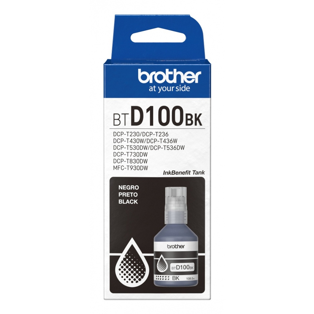 Tanque de Tinta Brother BTD100BK Negro Rinde 7000 Páginas