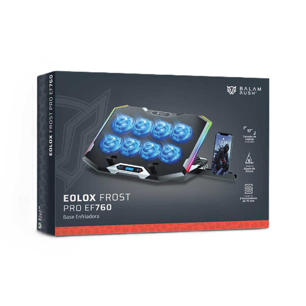 Base Enfriadora Balam Rush Eolox Frost Pro EF760 Para Laptop 17" 8 Ventiladores