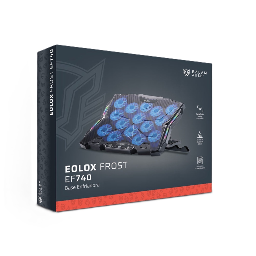 Base Enfriadora Balam Rush Eolox Frost EF740 Para Laptop 17" 15 Ventiladores