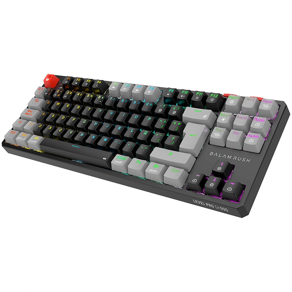 Teclado Mecanico Gamer Balam Rush Level Pro GK990 LED RGB TKL Outemu Red Inalámbrico RF Inalámbrico/Bluetooth Español