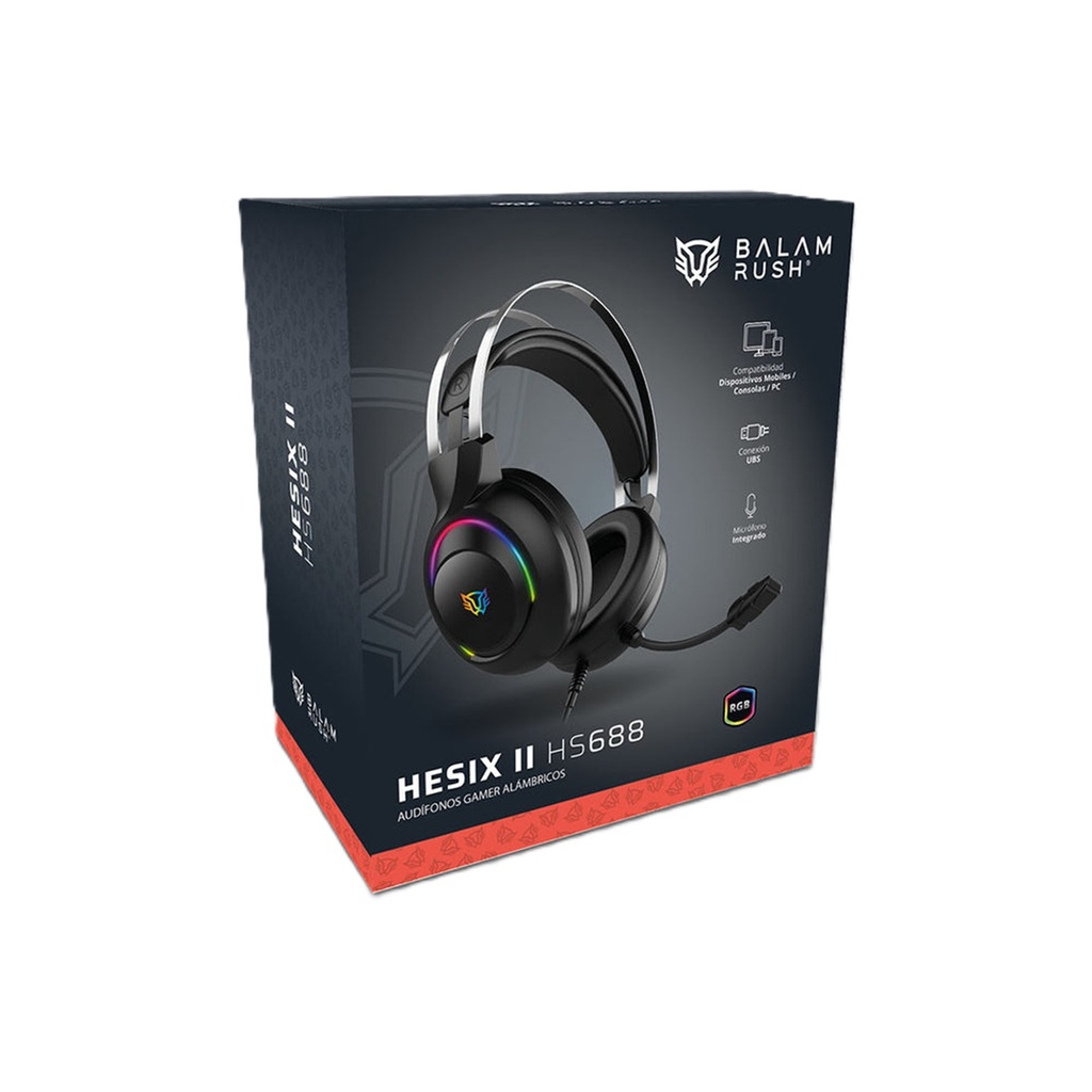Audífonos Balam Rush Gamer Hesix II HS688 Para PS4/PS5/Xbox One/Xbox Series X|S/Nintendo Switch/PC Alámbrico 3.5mm
