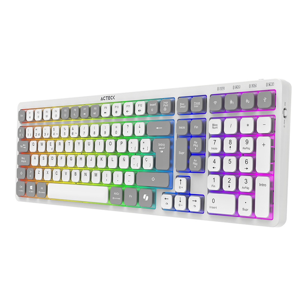 Teclado Mecánico Acteck Techno PRO TI790 LED RGB Óptico RF Inalámbrico/Bluetooth Español