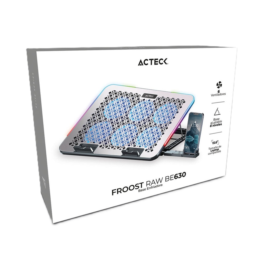 Base Enfriadora Acteck Froost Raw BE630 Para Laptop 15.6" Con 6 Ventiladores