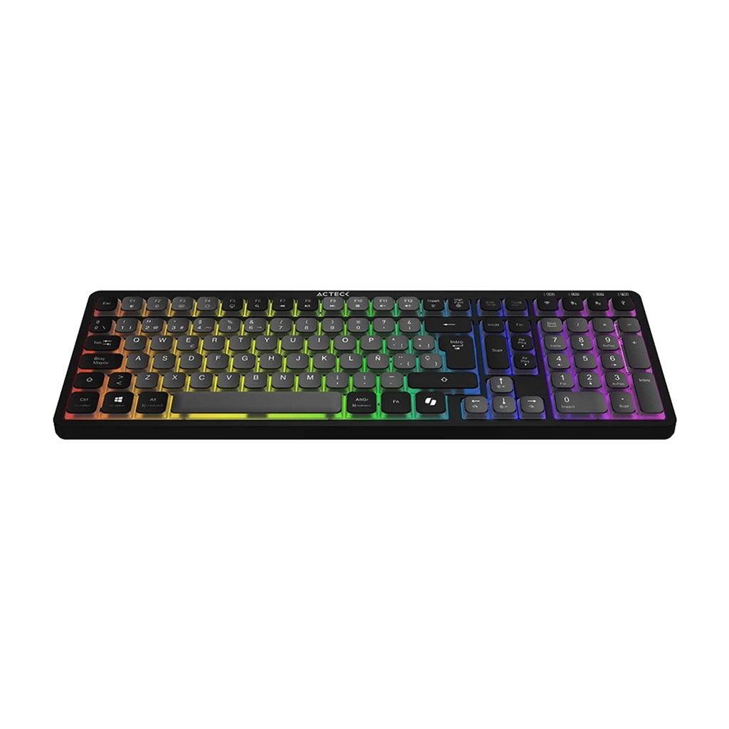 Teclado Mecánico Acteck Techno Pro TI790 LED RGB Clicky Purple RF Inalámbrico/Bluetooth Español
