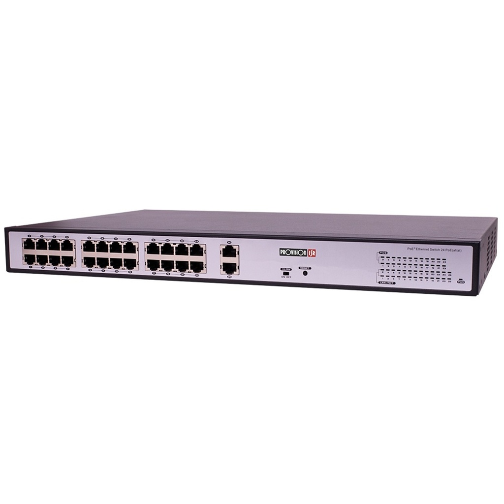 Switch Provision-ISR Fast Ethernet Ethernet PoES-24300C+2G 24 Puertos 10/100/1000Mbps + 2 Puertos Uplink 1Gbps 8,8 Gbit/s 16.000 Entradas No Adminitrable
