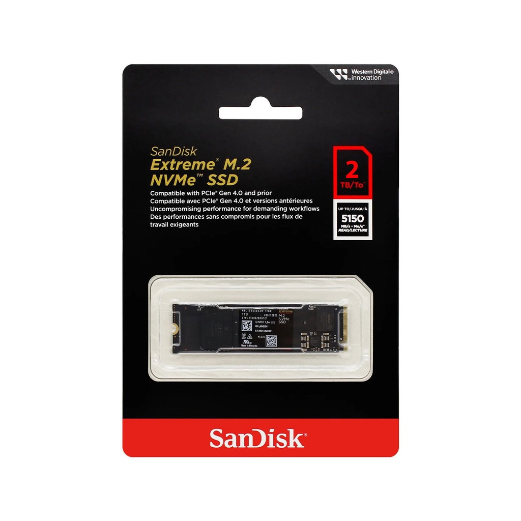 Unidad De Estado Solido SSD SanDisk Extreme NVMe 2TB PCI Express 4.0 M.2