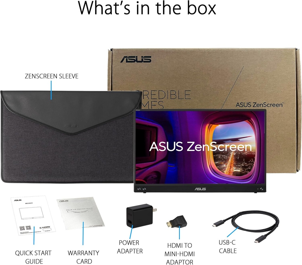 Monitor Portátil LED Asus 15.6 Full HD USB A USB C