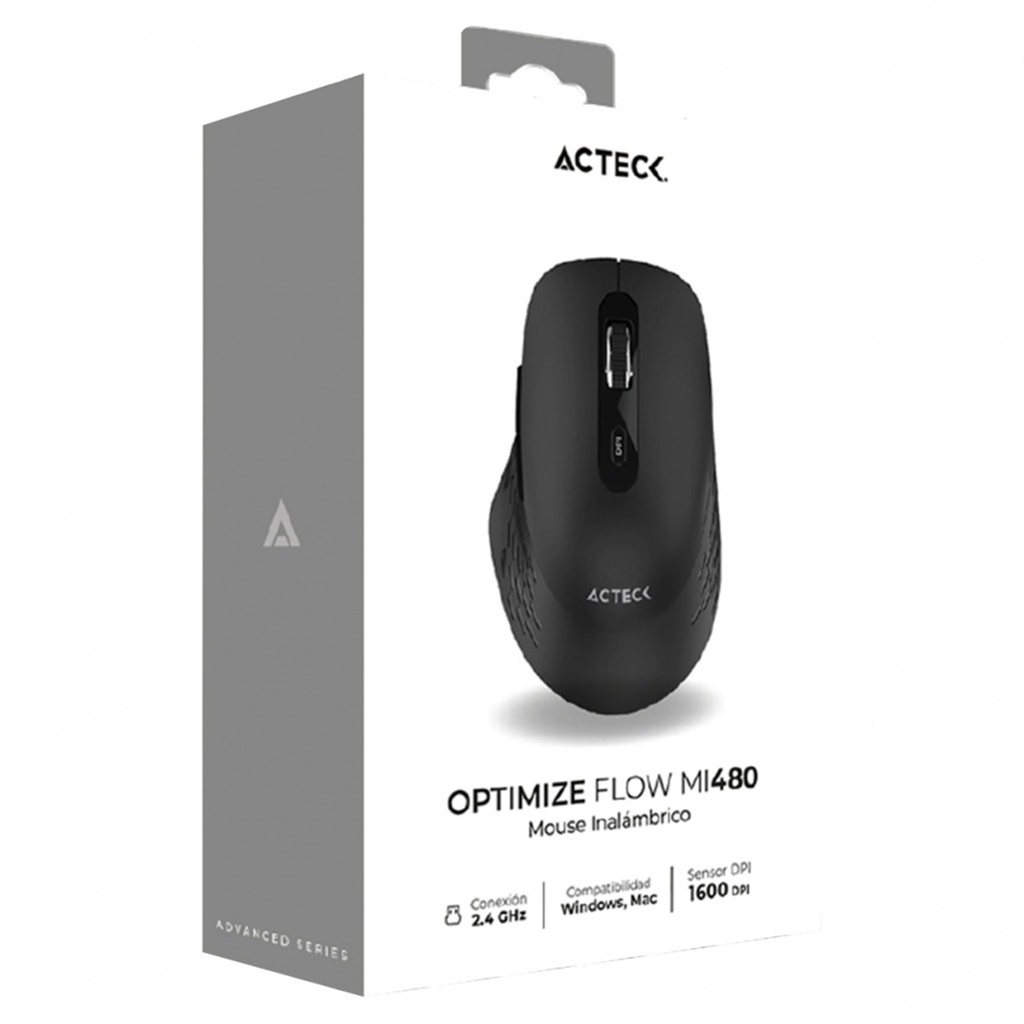 Mouse Acteck Optimize Flow MI480 Inalámbrico Óptico 1.600DPI RF Inalámbrico
