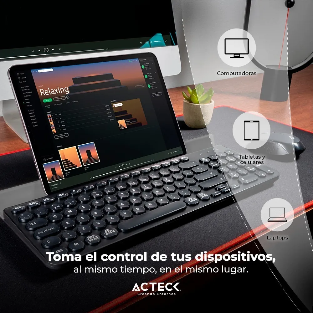 Teclado Inalámbrico Acteck Inspire Comp TI695 Bluetooth Español