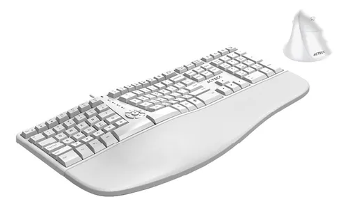 Kit de teclado y mouse acteck inalambrico mk770, ergonomico, 2.4 mhz, hasta 2400 dpi, blanco