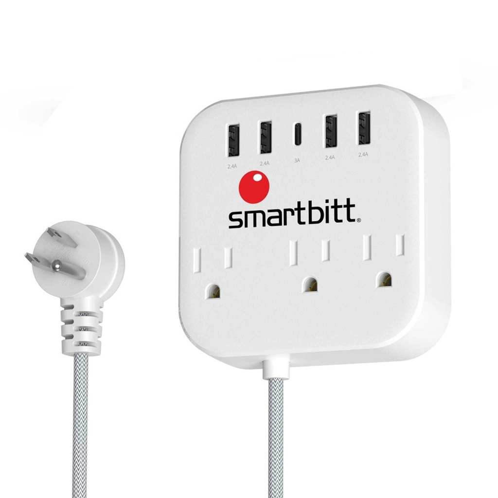 Multicontacto Smarbitt SBSS-B3-5U 3 Contactos 1x USB C 4x USB A 5V 3A