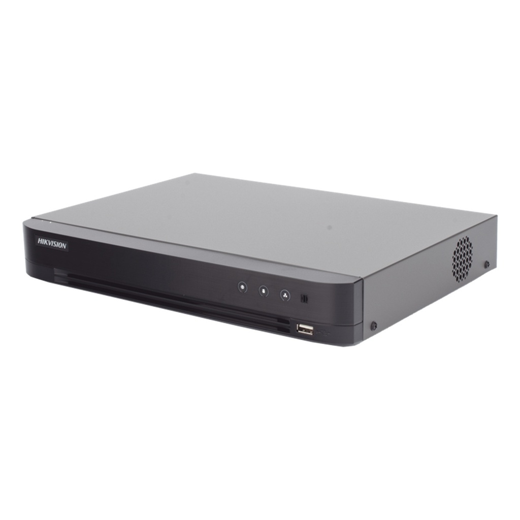 DVR Hikvision IDS-7204HUHI-M1/A/XT de 4 canales TURBOHD + 4 Canales IP de hasta 8 MP (4K) Audio de dos vías por Coaxitron 2 Bahía de Disco Duro(No Incluido) H.265+ 
