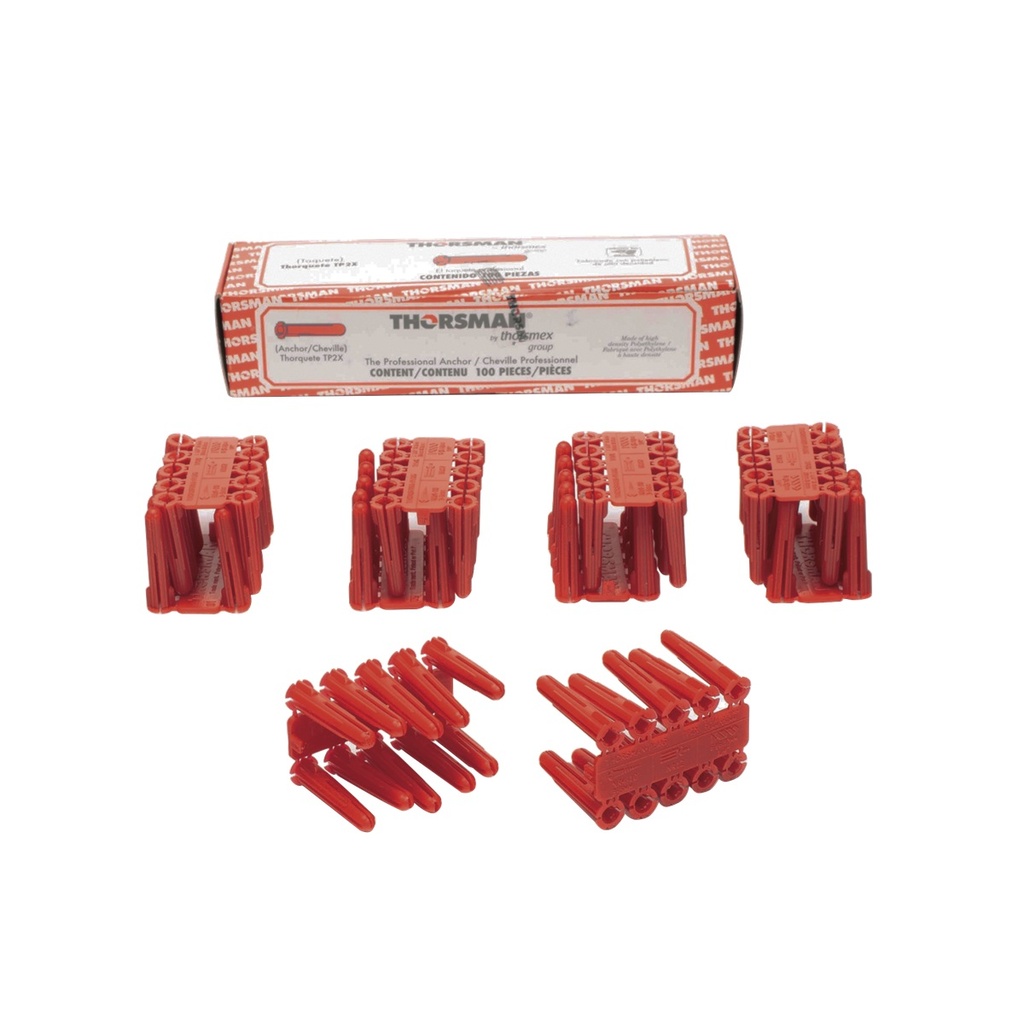 Taquete De Plastico De 1/4 Thorsman TP-2X 100 Piezas 