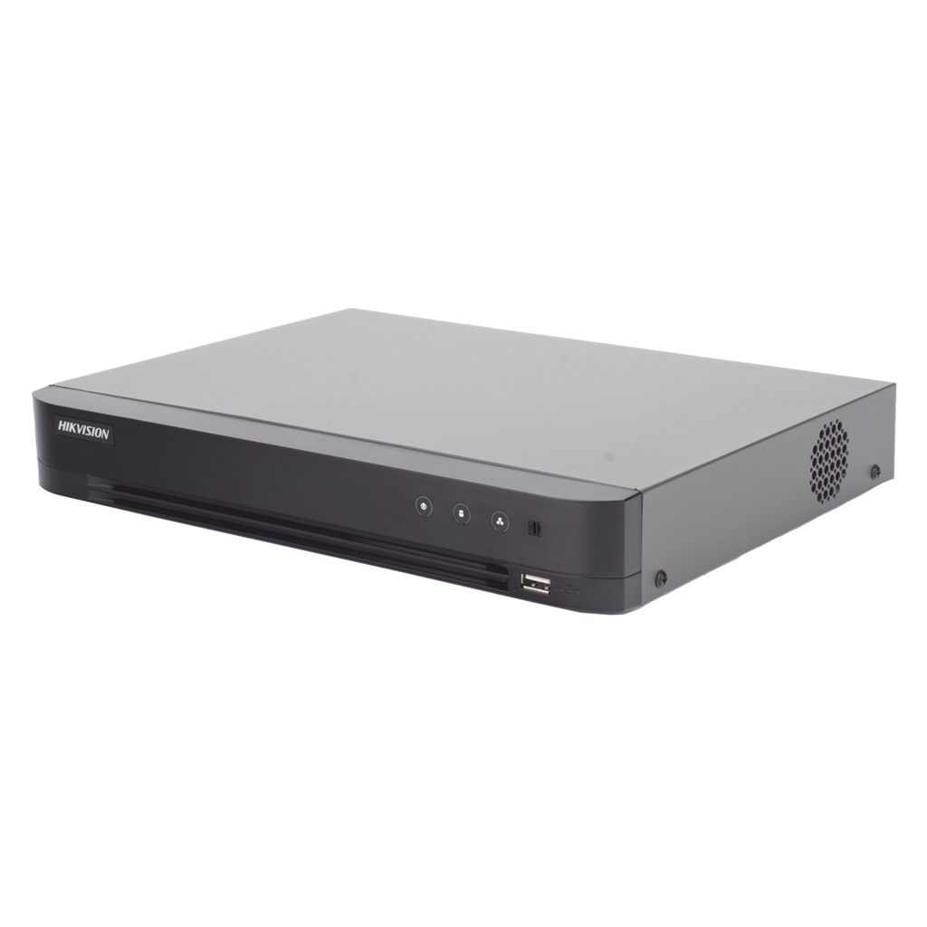 DVR Hikvision IDS-7208HQHI-M1/XT 8 canales + 4 Canales IP Hasta 5MP Audio de Dos Vías por Coaxitron 1 Bahía de Disco Duro(No Incluido) H.265+