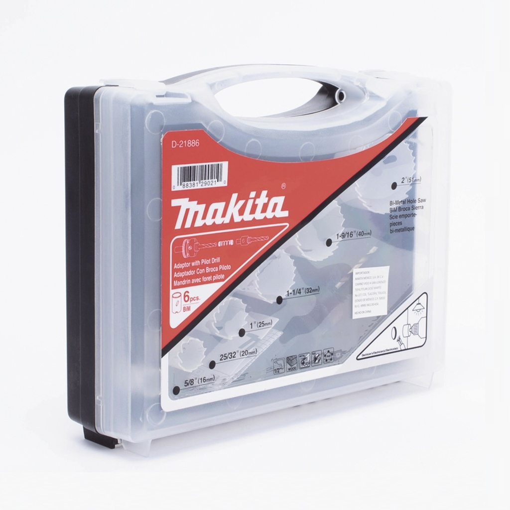 Juego de Brocas de Acero Rápido Makita D21870 6 Piezas Para Metal/Plástico/Madera 