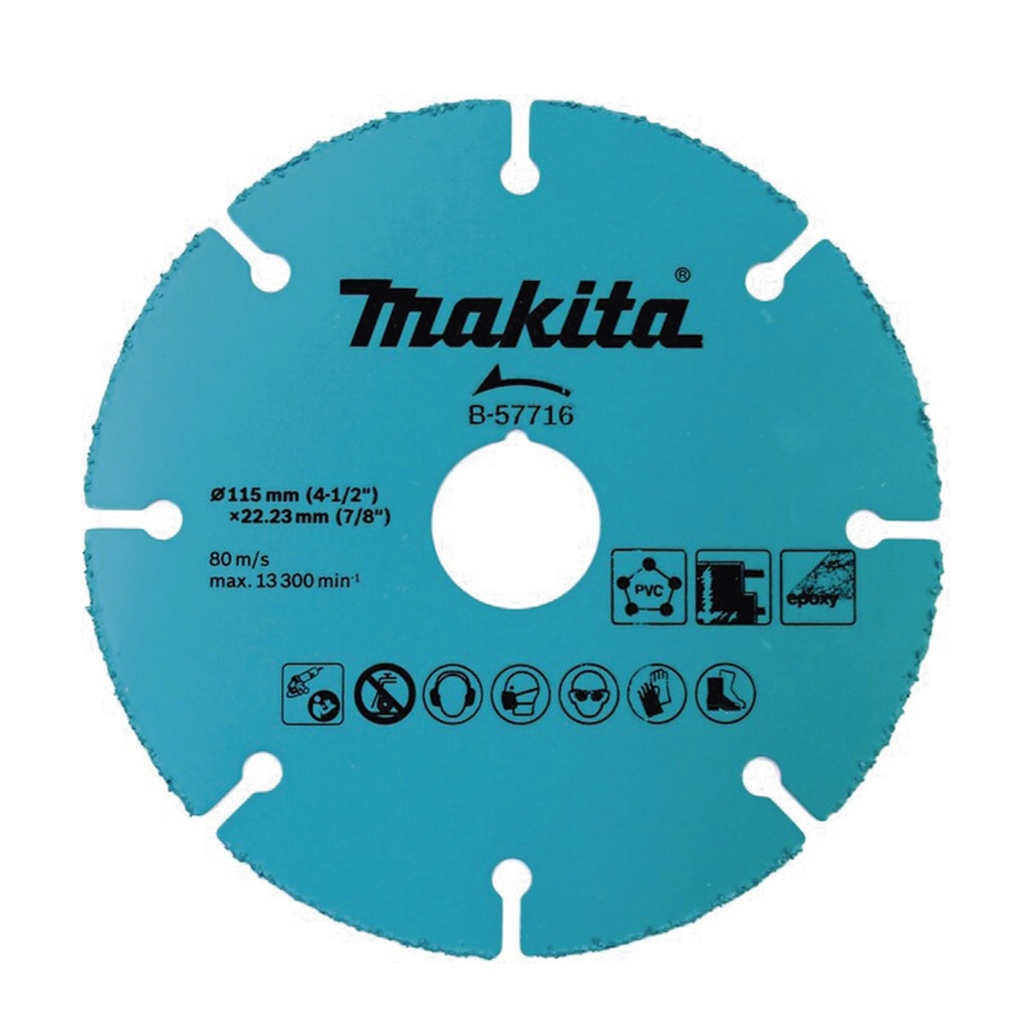 Disco De Carburo De Tugsteno Makita B-57716 4 1/2" Multi-material Para Emeriladora Ideal Para Yeso y Epóxicos