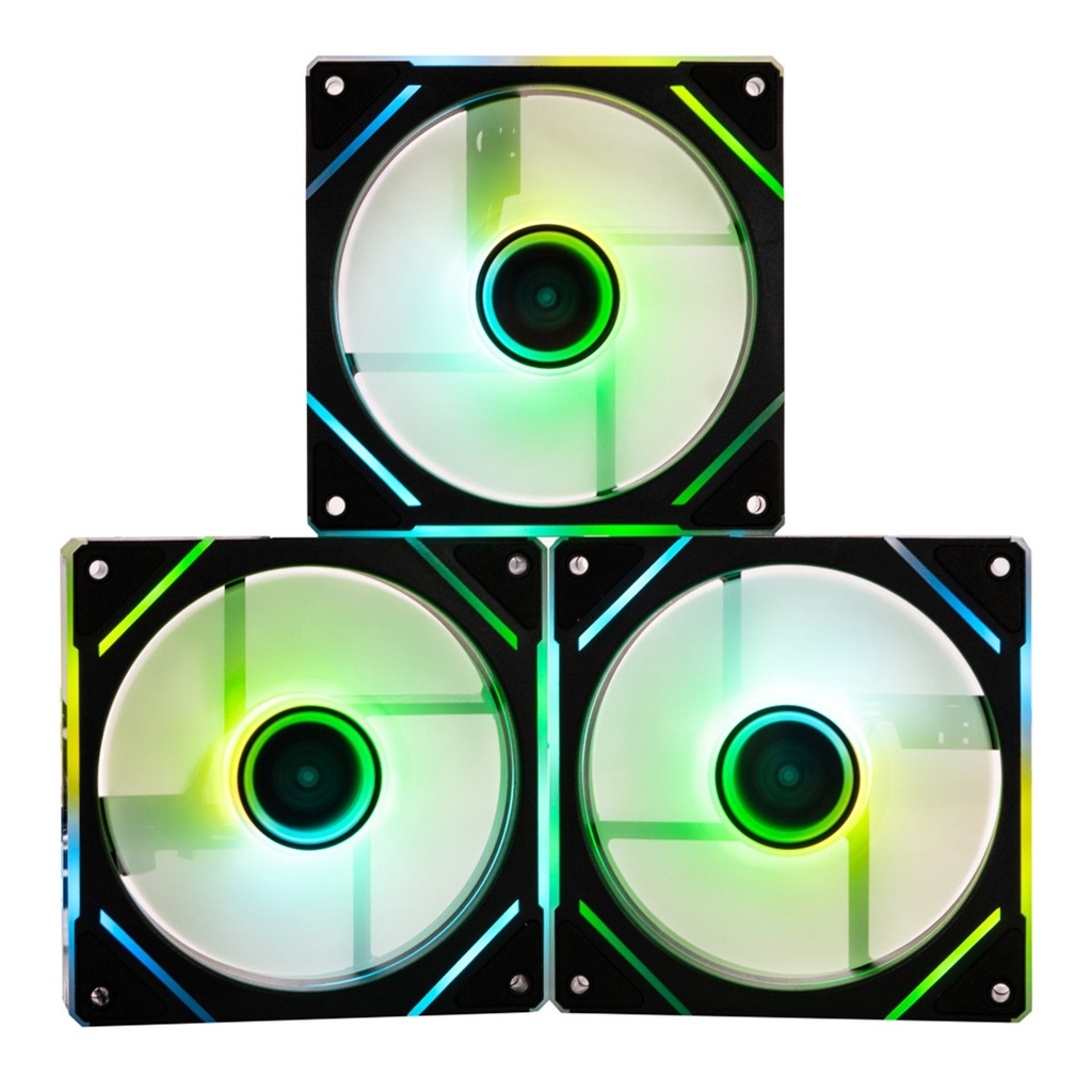 Kit De Ventiladores Para CPU Naceb NA-0650N 3x 120mm 1400RPM ARGB