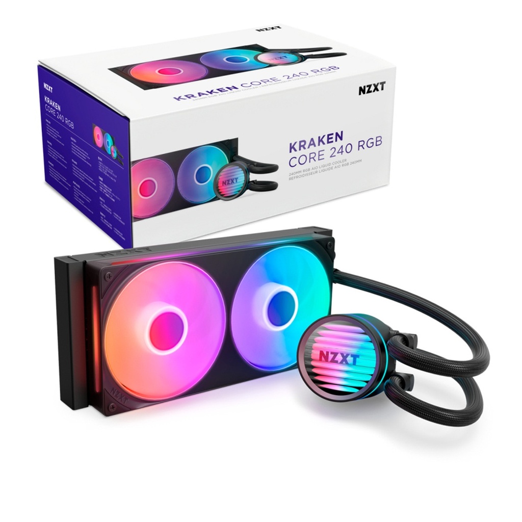 Enfriamiento Líquido Para CPU NZXT Kraken Core 240 RGB 2x 120mm Lasta 2400RPM,