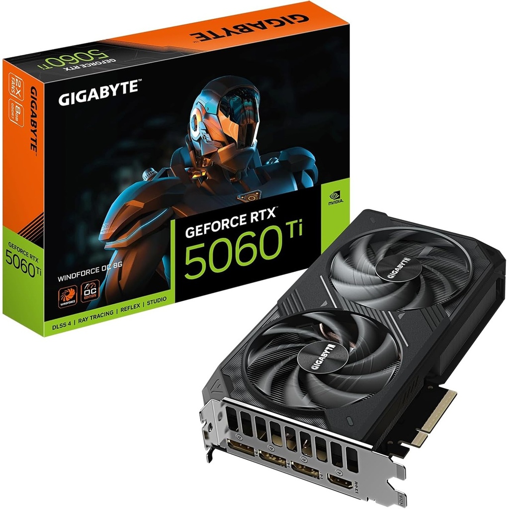 Tarjeta de Video Gigabyte NVIDIA GeForce RTX 5060 Ti WINDFORCE OC 8GB 128-bit GDDR7 PCI Express x8 5.0