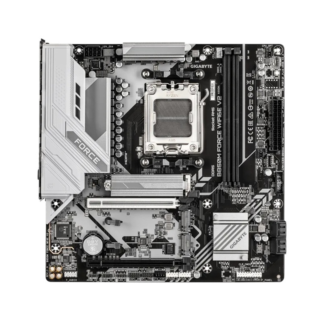 Tarjeta Madre Gigabyte B850M Force WF6E V2 AM5 DDR5 Micro ATX 5200MHz HDMI DP Wifi BT 5.3 