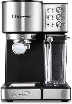 Cafetera koblenz ckm-1350 en color negro con acero inoxidable prepara café espresso capiccino y late 1350 watts